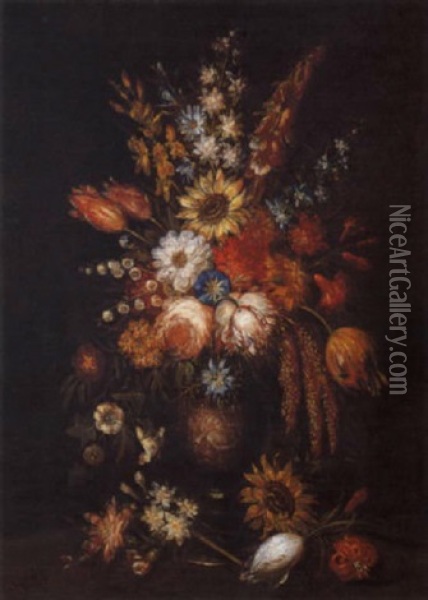 Natura Morta Con Vaso Di Fiori Oil Painting - Johann Rudolf Byss