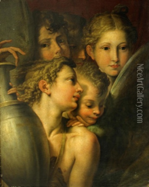 Group Of Angels, From The Madonna Of The Long Neck Oil Painting -  Parmigianino
