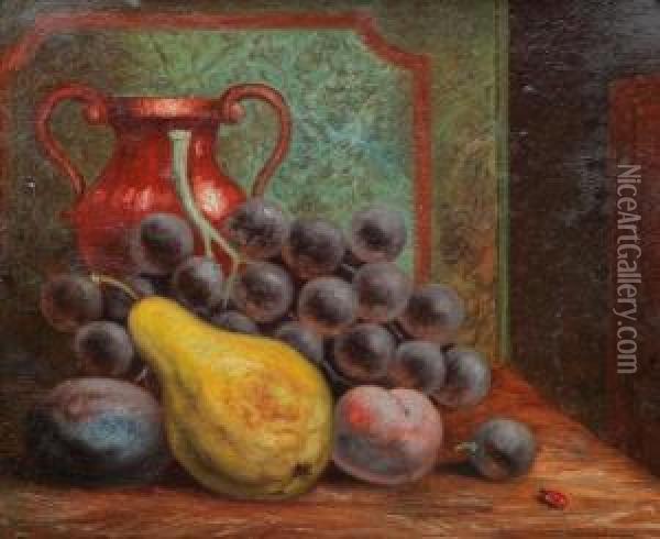 Fruktstilleben Med Nyckelpiga Oil Painting - George, of Chichester Smith