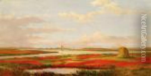 Marshes In Bloom Oil Painting - Frederick Debourg Richards