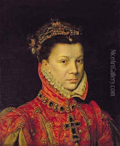 Elizabeth of Valois 1545-68 1570 Oil Painting - Alonso Sanchez Coello
