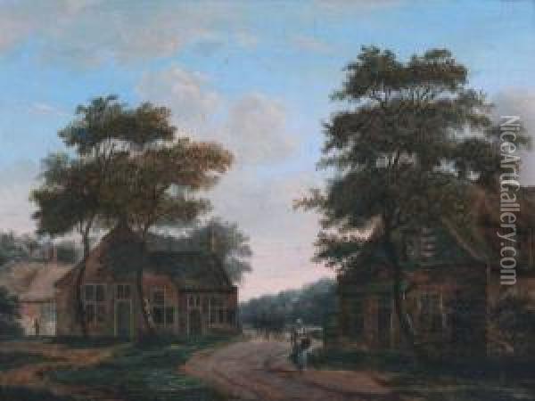 Boerendorp Oil Painting - Jan Jacob Teyler Van Hall