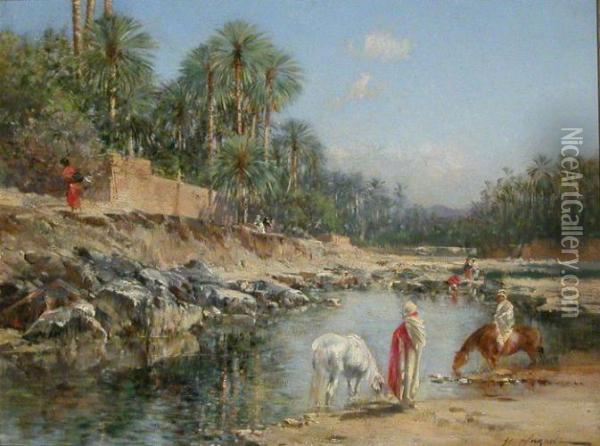 Desert Oasis Oil Painting - Victor Pierre Huguet