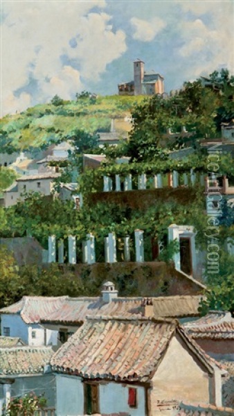 Vista De Granada Oil Painting - Jose Lupianez y Carrasco
