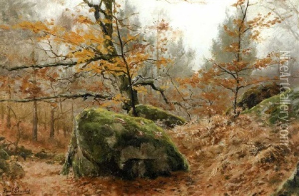 Rochers A Fontainebleau Oil Painting - Paul Francois Louchet
