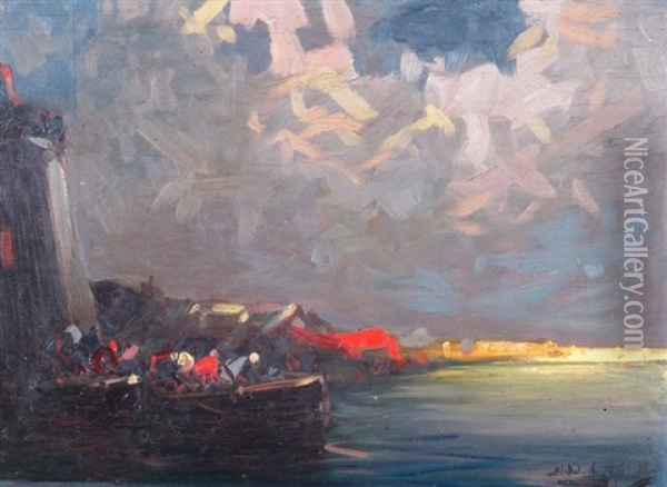 Puerto Oil Painting - Stephen Robert Koekkoek