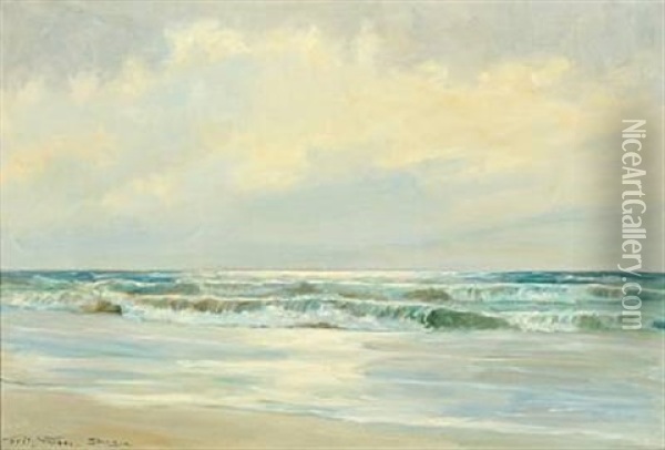 Breakers At Skagen Beach Oil Painting - Poul Friis Nybo