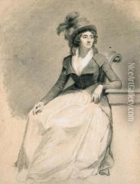 Portrait Of Therwagne De Mericourt Oil Painting - Jacques-Jean- Baptiste Augustin