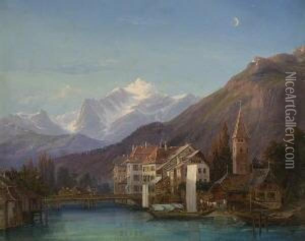 Interlaken Oil Painting - Hermann Ludwig Seefisch