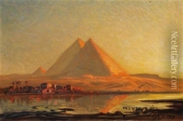 Die Pyramiden Von Gizeh Oil Painting - Ernest Karl Eugen Koerner