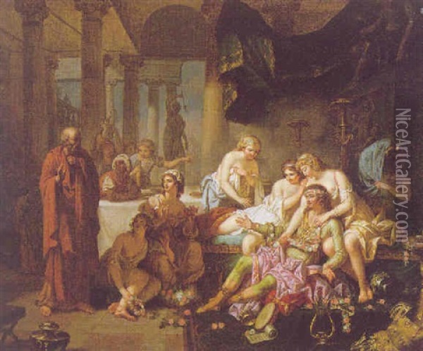 Socrate Detachant Alcibiade Des Charmes De La Volupte Oil Painting - Louis Jean Francois Lagrenee