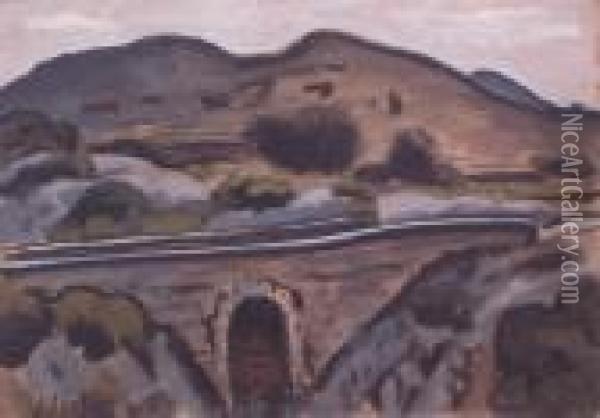 Le Pont Dans La Coline Oil Painting - Alfred Lesbros