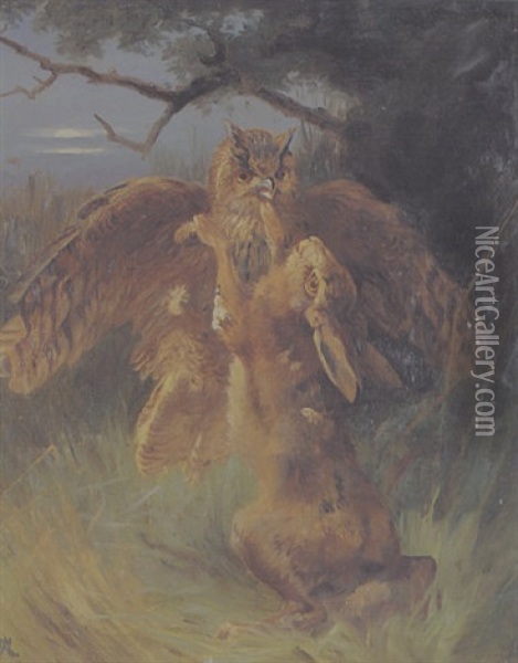 Uglen Og Haren Oil Painting - Adolf Heinrich Mackeprang