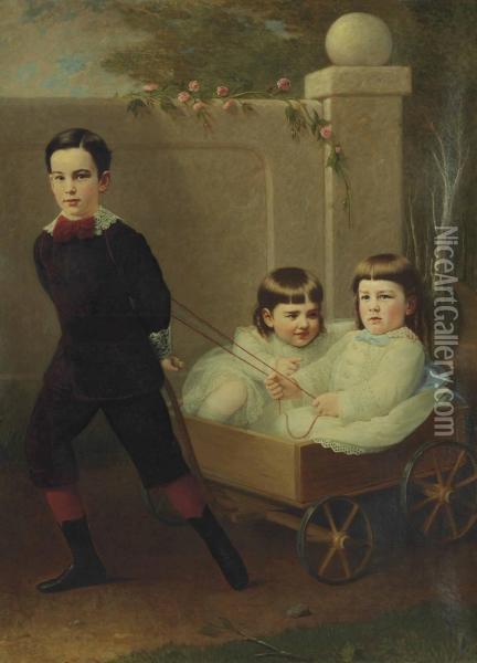 Portrait Of The Vanderbilt Children Oil Painting - Jared Bradley Flagg