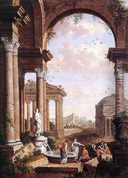 Landscape with Roman Ruins Oil Painting - Paul de Cock