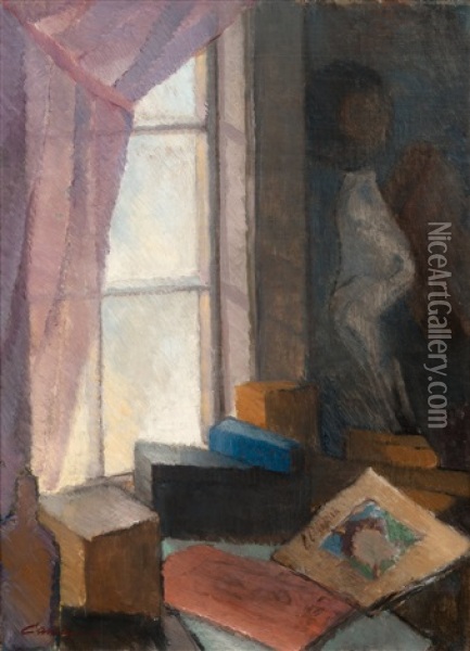 At The Window Oil Painting - Alvar Cawen