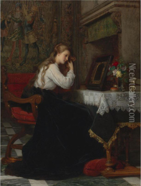 The Mirror Oil Painting - Pierre Charles Comte