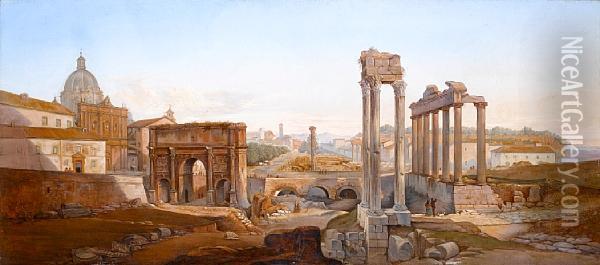 The Roman Forum Oil Painting - Vincenzo Giovannini