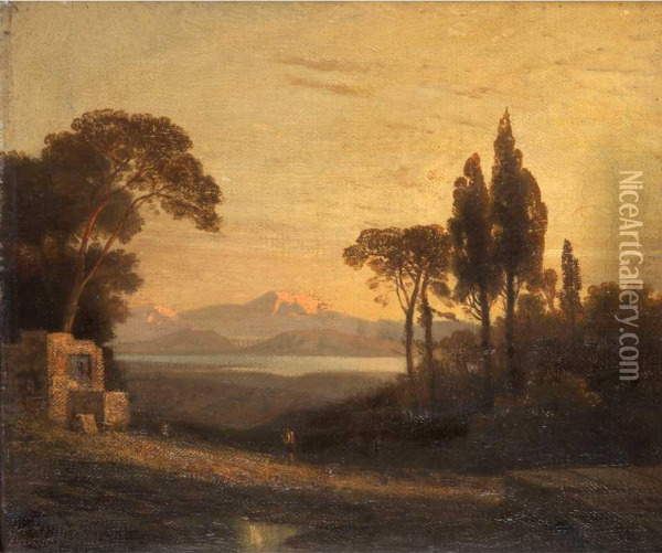 Italianate Landscape Oil Painting - Johann Andreas Herrenburg