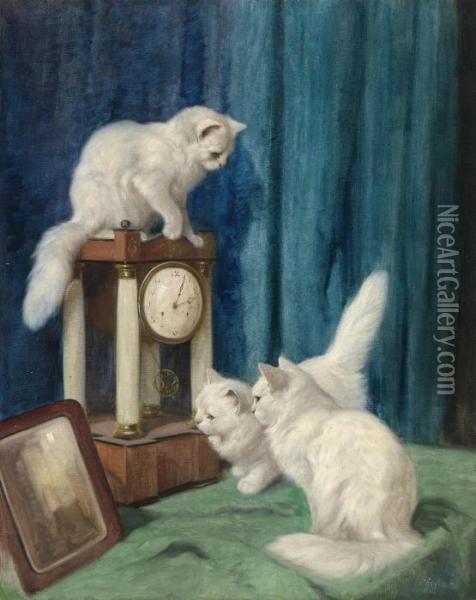 Three Curious Cats Oil Painting - Arthur Heyer