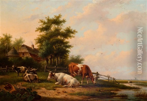 Landscape With Cattle Oil Painting - Gerardus Hendriks