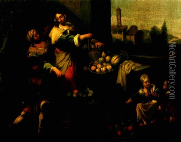 La Vendeuse De Legumes Oil Painting - Paolo Monaldi