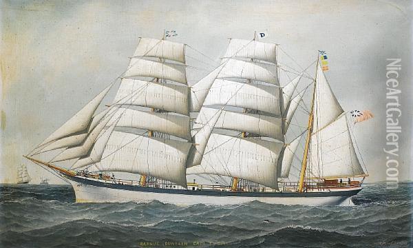 The British Barque 
Dunearn 
 At Sea Under Full Sail And Calling For A Pilot Oil Painting - Antonio Nicolo Gasparo Jacobsen