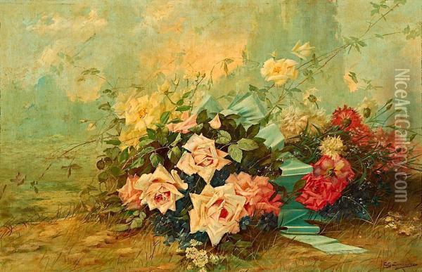 Bodegon De Flores Oil Painting - Cayo Guadalupe Zurzarren