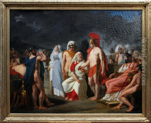 Achilles Presenting The Prize Of Wisdon To Nestor Oil Painting - Raymond Auguste Quinsac Monvoisin