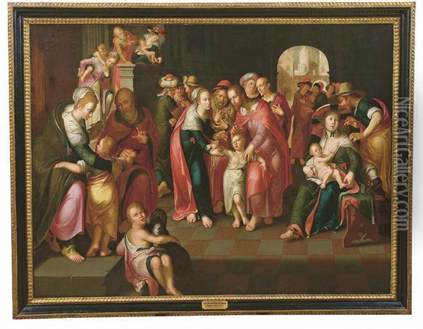 Gesu Benedice I Fanciulli Oil Painting - Joachim Wtewael (Uytewael)