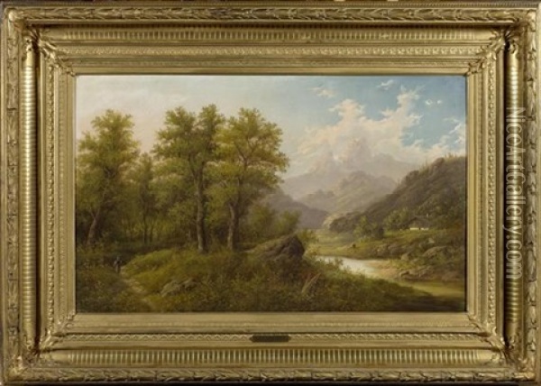 Gebirgsbach Mit Bauernmadchen Oil Painting - Jacobus Hendricus Johannes Nooteboom