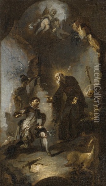 Der Hl. Agidius In Der Einode Oil Painting - Franz Anton Maulbertsch