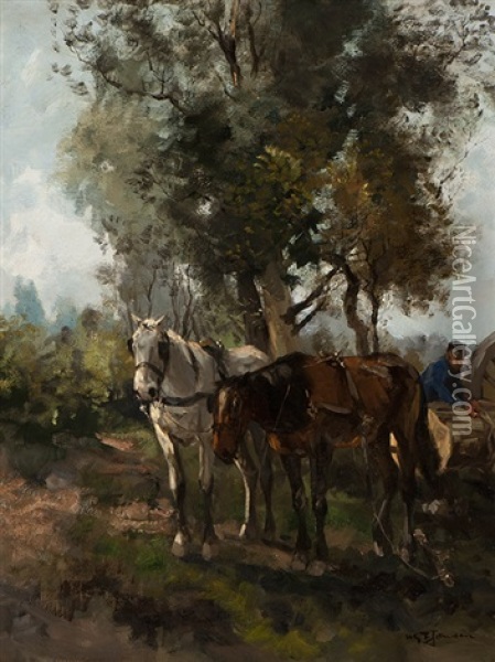 The Loading Of The Logging Wheels Oil Painting - Willem George Frederik Jansen