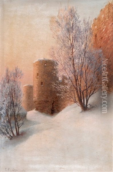 Winter (kaporie Fortress) Oil Painting - Gavril Pavlovich Kondratenko