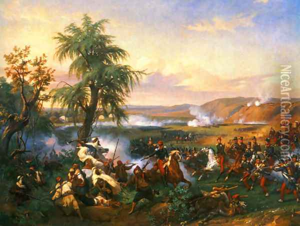 The Battle of Habra, Algeria, in December 1835 Between Emir Abd El Kadar and the Duke of Orleans Oil Painting - Horace Vernet