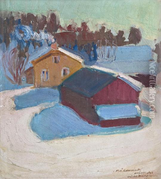 Winter Scene Oil Painting - Vaino Hamalainen