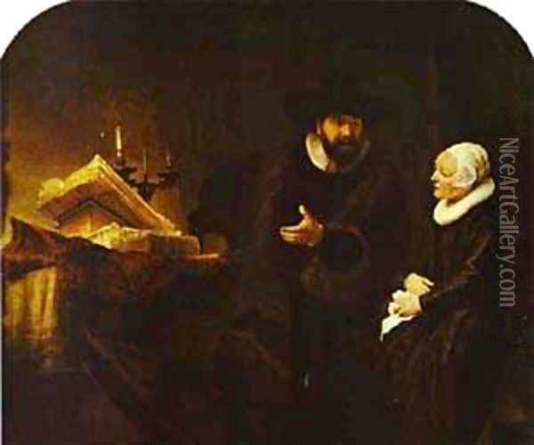 The Mennonite Minister Cornelius Claeszoon Anslo In Conversation With His Wife Aaltje 1641 Oil Painting - Harmenszoon van Rijn Rembrandt