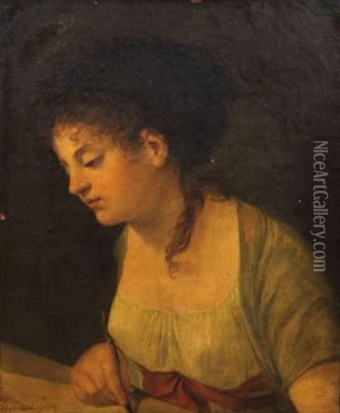 La Jeune Dessinatrice Oil Painting - Jeanne-Philiberte Ledoux