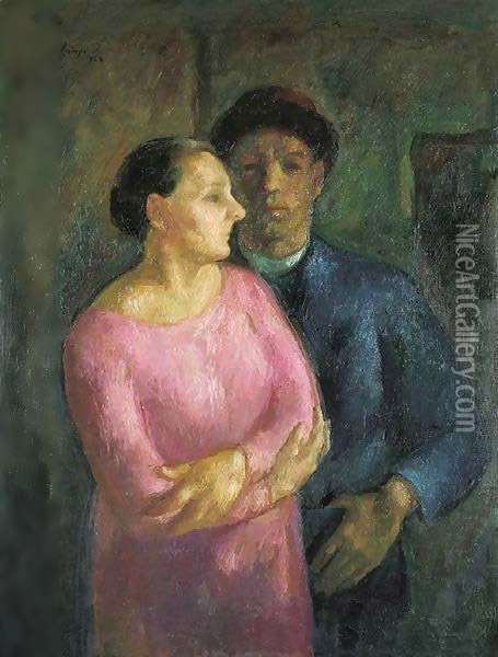 My Wife and I 1924 Oil Painting - Istvan Desi-Huber