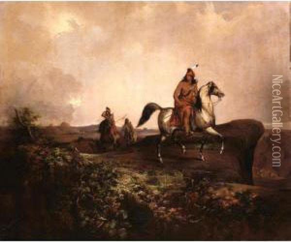 Black Knife, Apache Chief (an Apache War Chief, Reconnoitering The Command Of General Kearney On His March From Santa Fe To California In The Year 1846) Oil Painting - John Mix Stanley