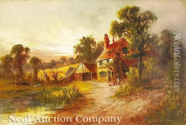 Rurallandscape At Sunset Oil Painting - Sidney Yates Johnson
