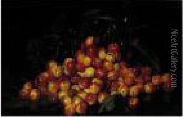 Still Life With Sour Cherries Oil Painting - Joseph Decker