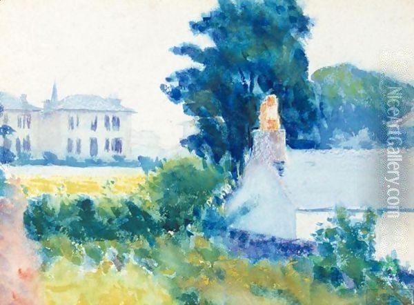 White Houses In A Landscape Oil Painting - Roderic O'Conor