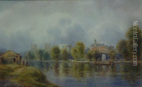 'york' Looking Towards Clifford's Tower Oil Painting - Thomas, Tom Dudley