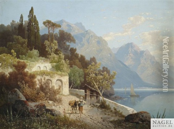 Sommerliche Landschaft Am Luganer See Oil Painting - Carl Hasch