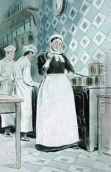 The Cook, from La Femme a Paris by Octave Uzanne, engraved by F. Masse, 1894 Oil Painting - Pierre Vidal