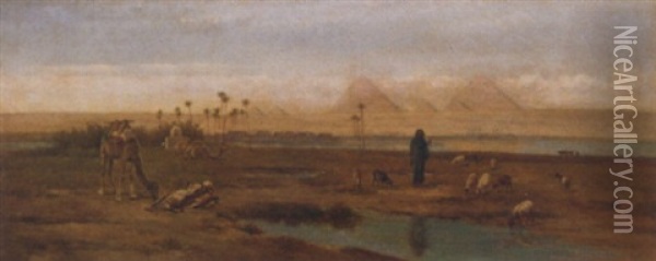 At Giza Oil Painting - Frederick Goodall