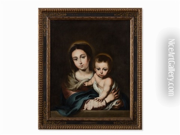 Madonna With Child Oil Painting - Bernardo German Llorente