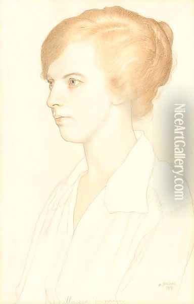 Portrait of Maisie Annan Oil Painting - William Strang