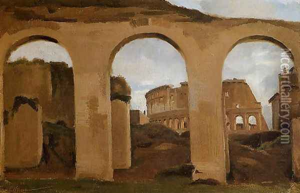 Rome - The Coliseum Seen through Arches of the Basilica of Constantine Oil Painting - Jean-Baptiste-Camille Corot